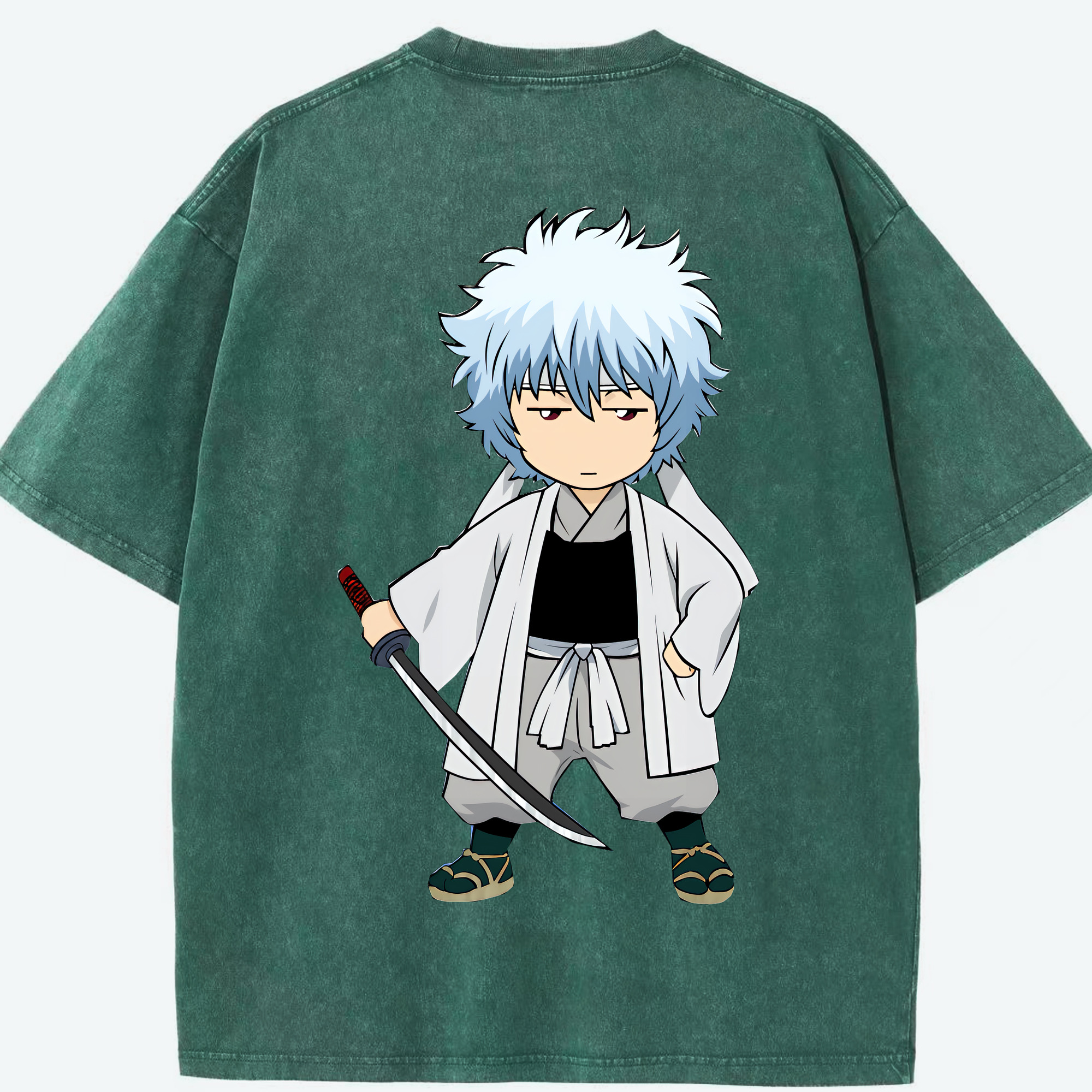 （画像用） ぎんたま 坂田銀時（さかたぎんとき） 神楽 志村新八（しむら しんぱち） GINTAMA Sakata Gintoki Kagura Shimura Shinpachi 綿100% ヴィンテージ風 半袖Tシャツ（背面プリント）